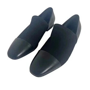 Via. Spiga Tate Black Leather and Neoprene Slip Ons Women's Size 9.5